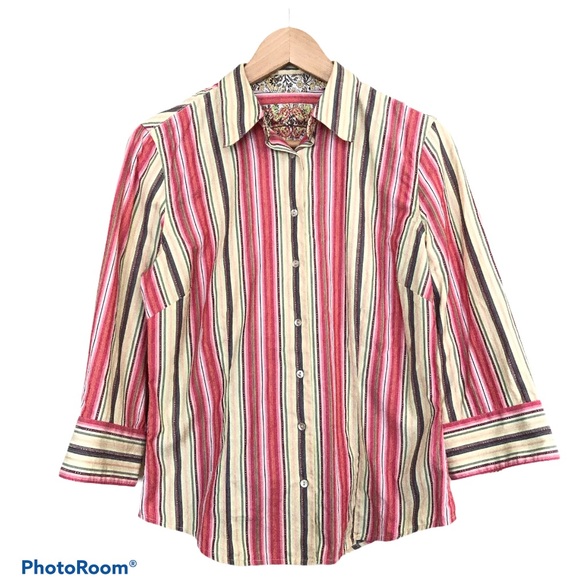 Robert Graham Women’s Button Up Shirt 3/4 Sleeves - Picture 2 of 13